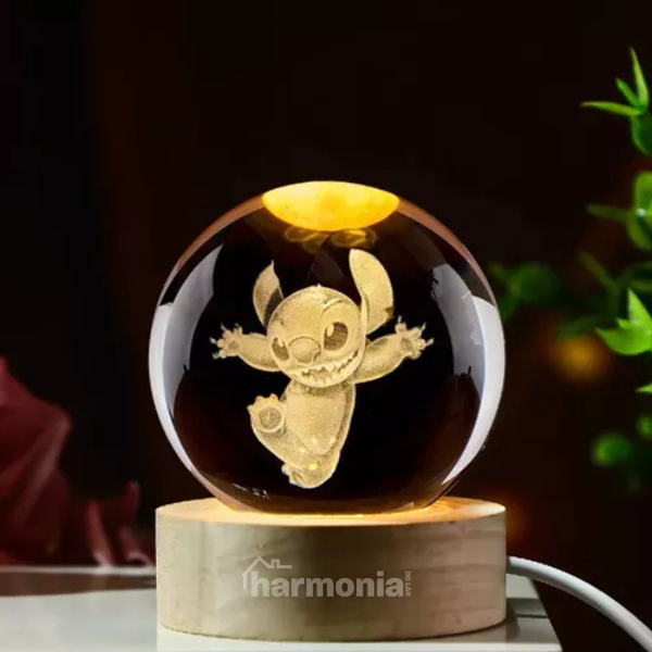 Luminária Globo 3D Cristal - Stitch