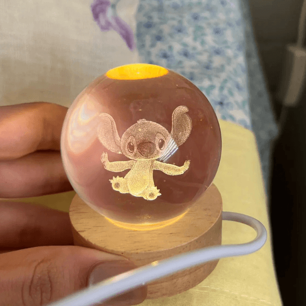 Luminária Globo 3D Cristal - Stitch