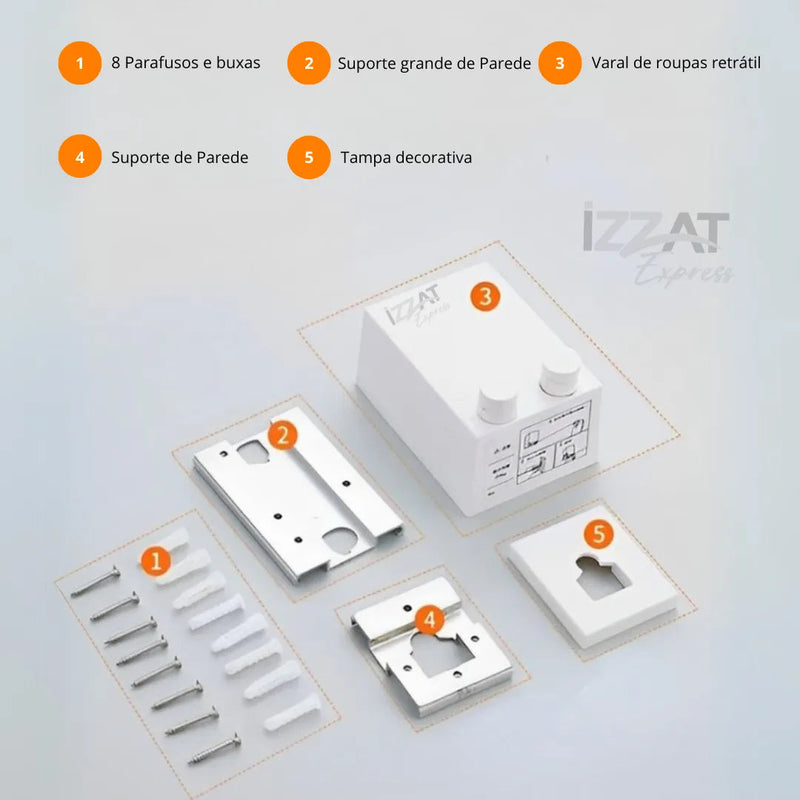 Varal Invisível Retrátil de Aço inox - Tazzi 🔥 QUEIMA DE ESTOQUE VERÃO