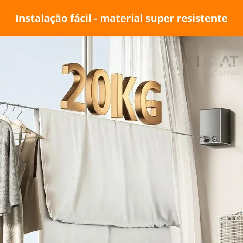 Varal Invisível Retrátil de Aço inox - Tazzi 🔥 QUEIMA DE ESTOQUE VERÃO