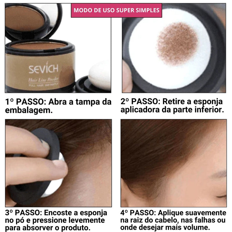 Pó Maquiagem p/ Cabelo a prova D'água - SEVÍCH ✅