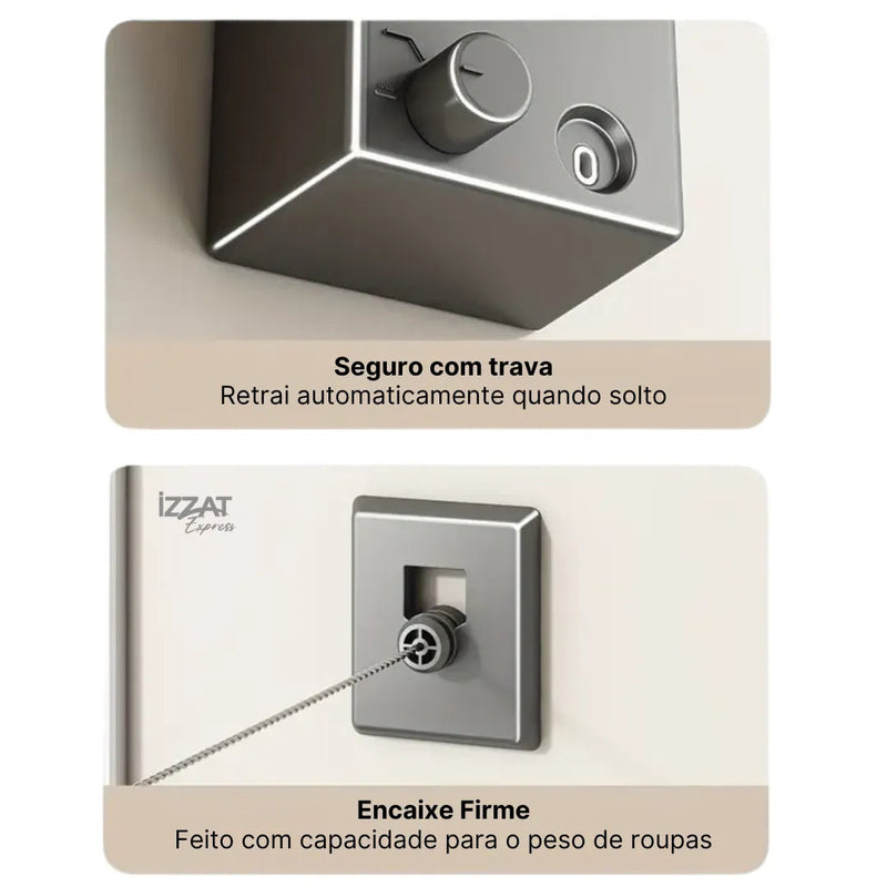 Varal Invisível Retrátil de Aço inox - Tazzi 🔥 QUEIMA DE ESTOQUE VERÃO
